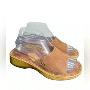 BORN Brown Leather Lined Handcrafted Slide Sandals Size US 7 / 38
